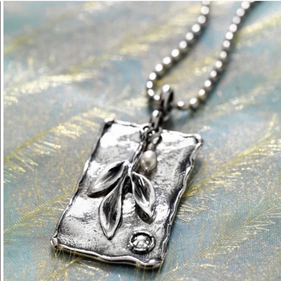 Vintage Silpada Sterling Silver Leaf Sprig Logo Pendant Necklace N2275 - Picture 1 of 16